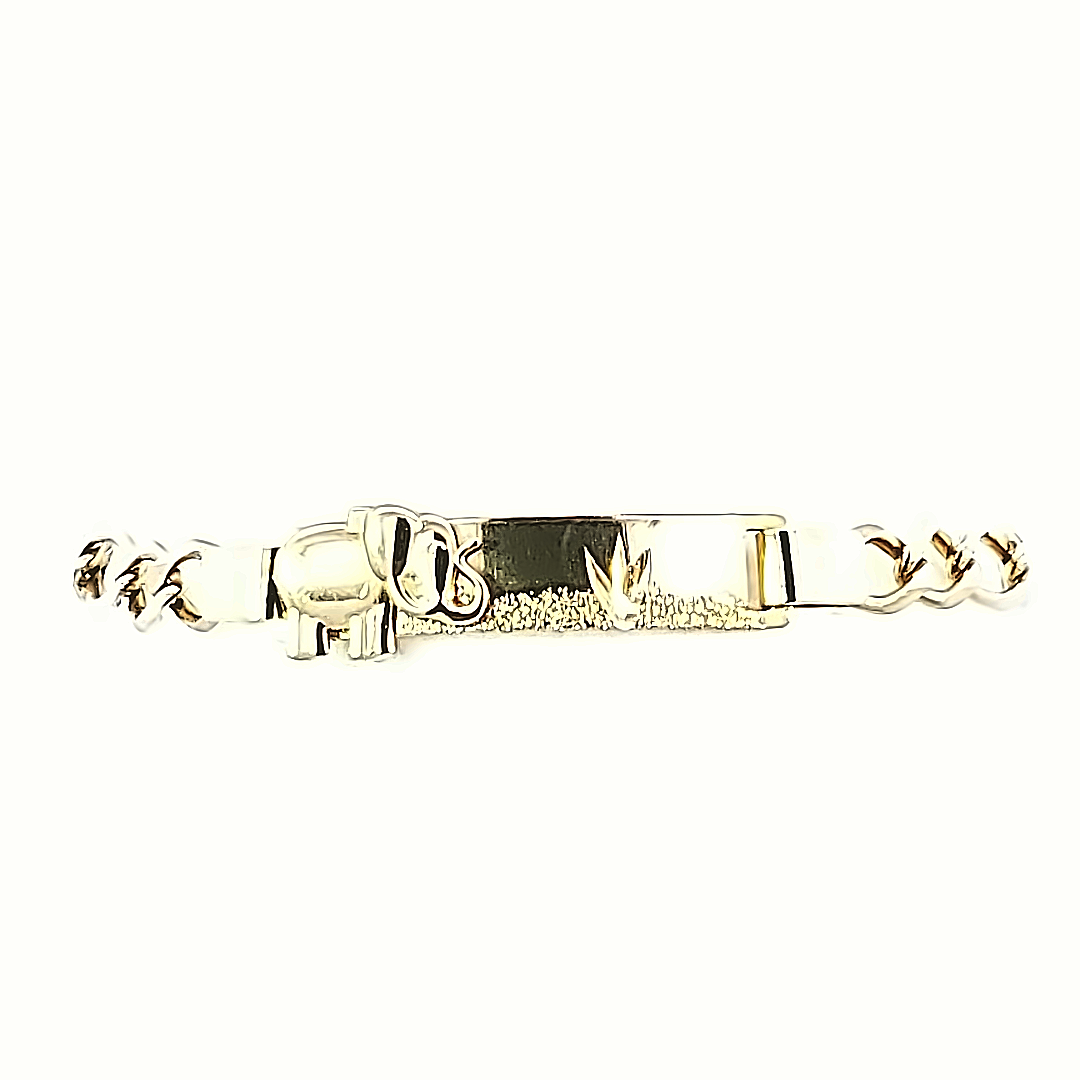 10K Real Gold Fancy Figaro ID Bracelet (Sliding - Elephant Charm) (5.5")