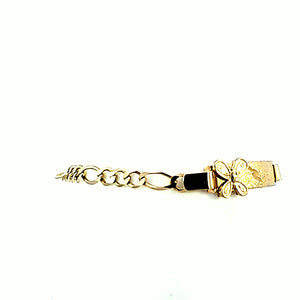 10K Real Gold Fancy Figaro ID Bracelet (Sliding - Butterfly Charm) (5.5")