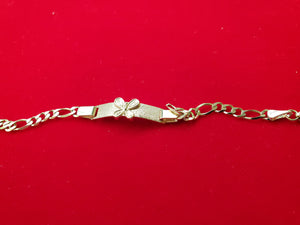 10K Real Gold Fancy Figaro ID Bracelet (Sliding - Butterfly Charm) (5.5")
