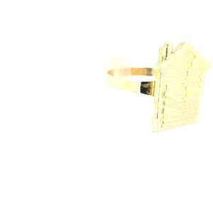 10K Real Solid Yellow Gold Trap House Ring (Small)