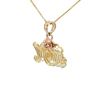 10K Real Solid TC Mom with Rose Charm with Box Chain