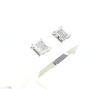 10K W Gold with 0.10 Ct MP Diamond Square Earring (M) for Girls/Women