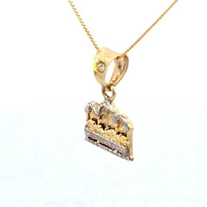10K Real Solid Gold Two Tone Last Supper Small CZ Charm with Box Chain