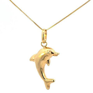 10K Real Gold Dolphin Charm with Box Chain