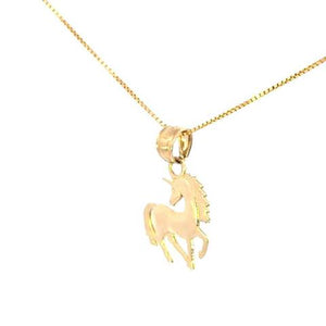 10K Real Gold Horse Small Charm with Box Chain