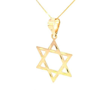 10K Real Gold Star of David D/C-Big Charm with Box Chain