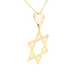 10K Real Gold Star of David D/C-Big Charm with Box Chain