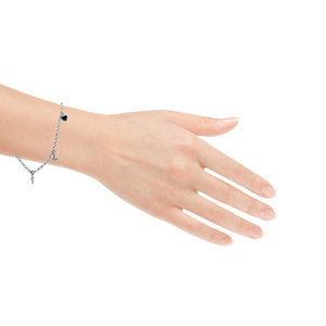 925 Sterling Silver Hollow Fancy Paper Clip Anklet/Bracelet with Assorted Charm