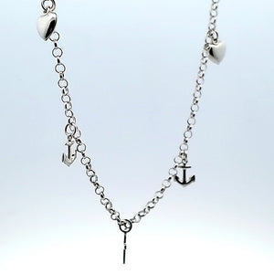925 Sterling Silver Hollow Fancy Paper Clip Anklet/Bracelet with Assorted Charm