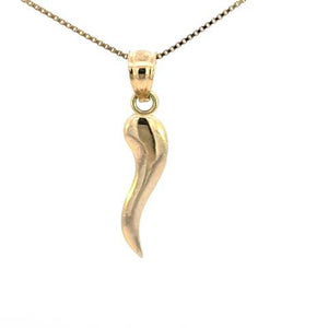 10K Real Gold Italian Horn Small Charm with Box Chain