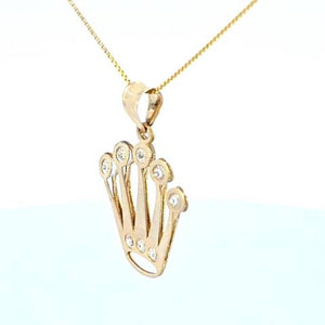 10K Real Gold CZ Crown Coronet Charm with Box Chain