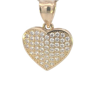 10K Real Gold Heart CZ Charm with Box Chain