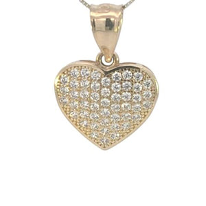 10K Real Gold Heart CZ Charm with Box Chain