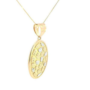 10K Real Gold Two-Tone Oval Nugget Charm with Box Chain