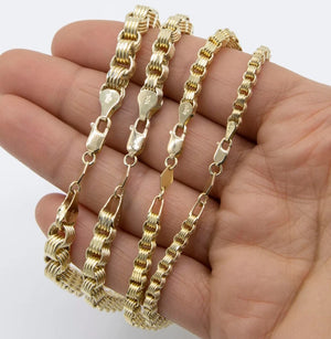 10k Yellow Gold Hollow Round Byzantine Bracelet/ Anklet