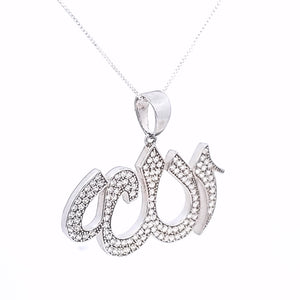 925 Sterling Silver Allah CZ Charm with Box Chain