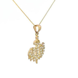10K Real Gold Dripping Allah CZ Small Charm with Box Chain