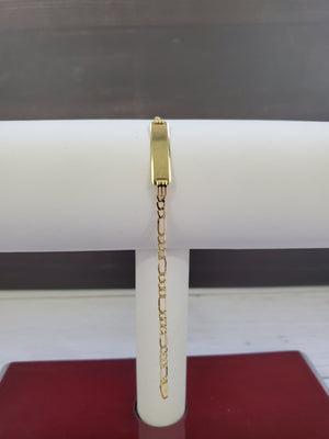 Real 10K Yellow Gold Hollow Figaro ID Bracelet 2mm - 5mm