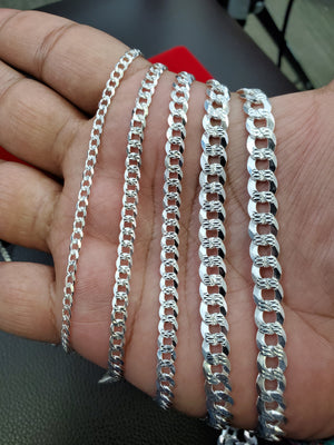 925 Sterling Silver Diamond Cut Cuban bracelet For Men & Women