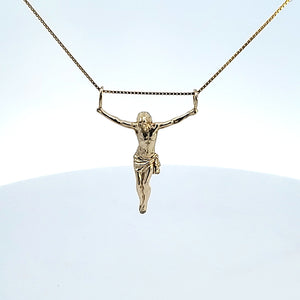10K Solid Real Yellow Gold Mother Mary Pendant Charm with Box Chain