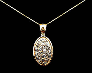 10K Real Gold Two-Tone Oval Nugget Charm with Box Chain