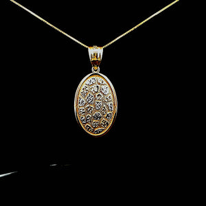 10K Real Gold Two-Tone Oval Nugget Charm with Box Chain
