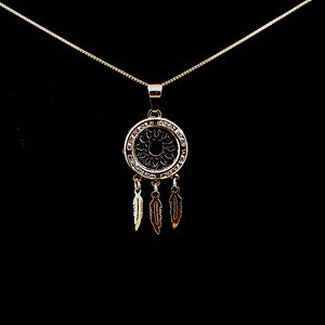 10K Solid Yellow Gold Round Cz Charm With Hanging Leaf with Box Chain