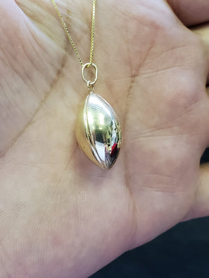 10K Solid Real Yellow Gold Rugby Ball Football Pendant Charm with Box Chain