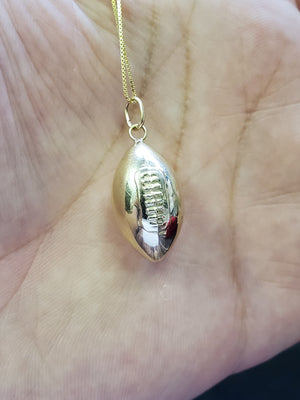 10K Solid Real Yellow Gold Rugby Ball Football Pendant Charm with Box Chain