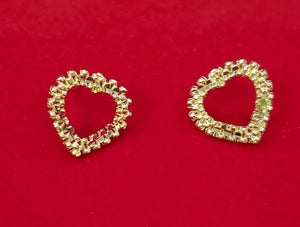 10K Solid Yellow Gold Heart Shape Earrings for Girls Womens