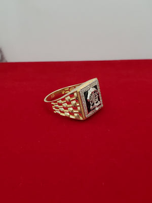 10K Solid Yellow Gold Square A-C-H-M Emblum Men's Ring
