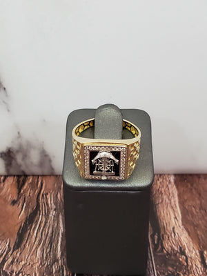 10K Solid Yellow Gold Square A-C-H-M Emblum Men's Ring