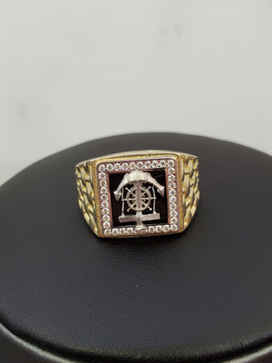 10K Solid Yellow Gold Square A-C-H-M Emblum Men's Ring