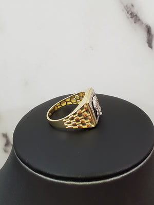 10K Solid Yellow Gold Square A-C-H-M Emblum Men's Ring