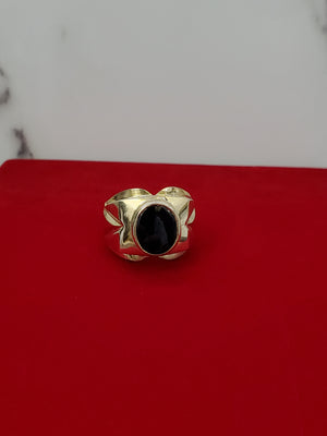 10K Solid Yellow Gold Black Oval Onyx Men's Ring