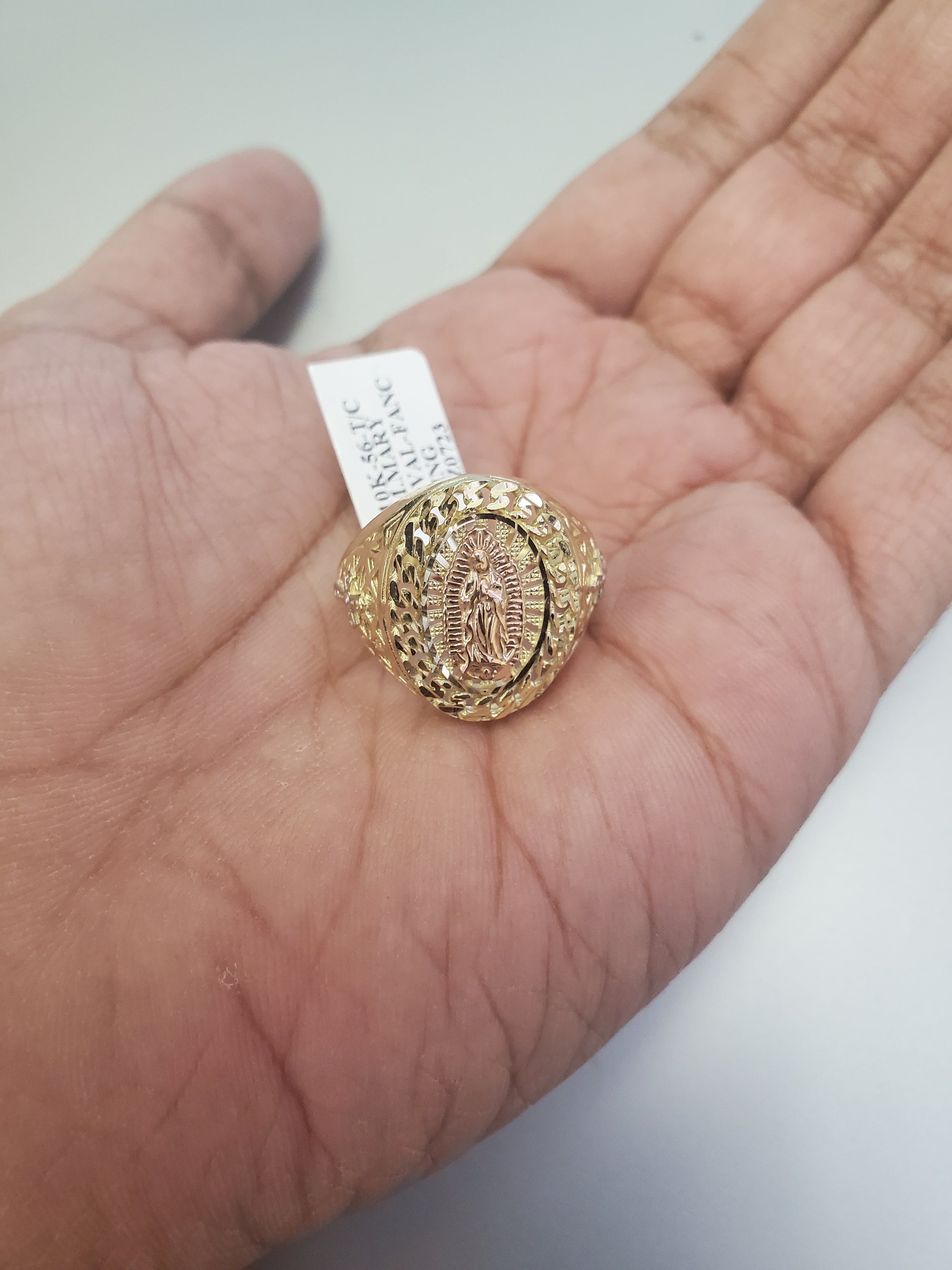 10K Solid Yellow Gold Mother Mary Ring