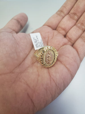 10K Solid Yellow Gold Mother Mary Ring