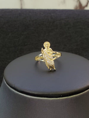 10K Solid Gold Cz Saint Jude Ring For Women