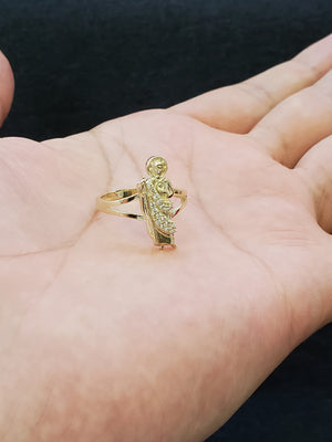 10K Solid Gold Cz Saint Jude Ring For Women