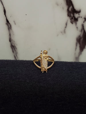 10K Solid Yellow Gold Cz Saint Jude Ring For Women