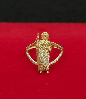 10K Solid Yellow Gold Cz Saint Jude Ring For Women