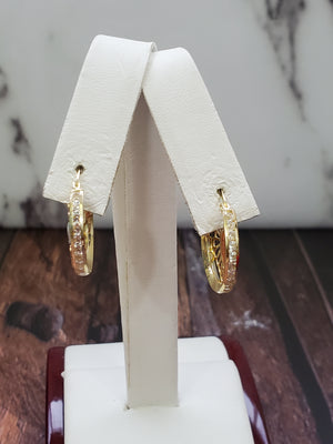10K Solid Yellow Gold Cz Mother Mary Earrings for Girls Womens