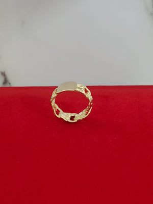 10K Solid Yellow Gold Cuban Style Ring Men's Ring