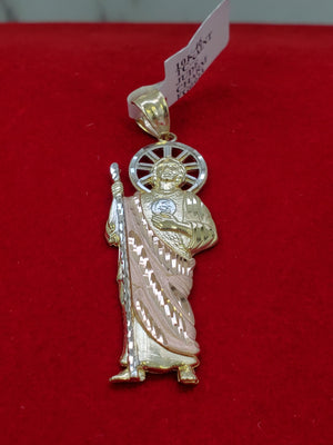 10K Solid Real Tri Color Gold Saint Jude St Jude Pendant Charm