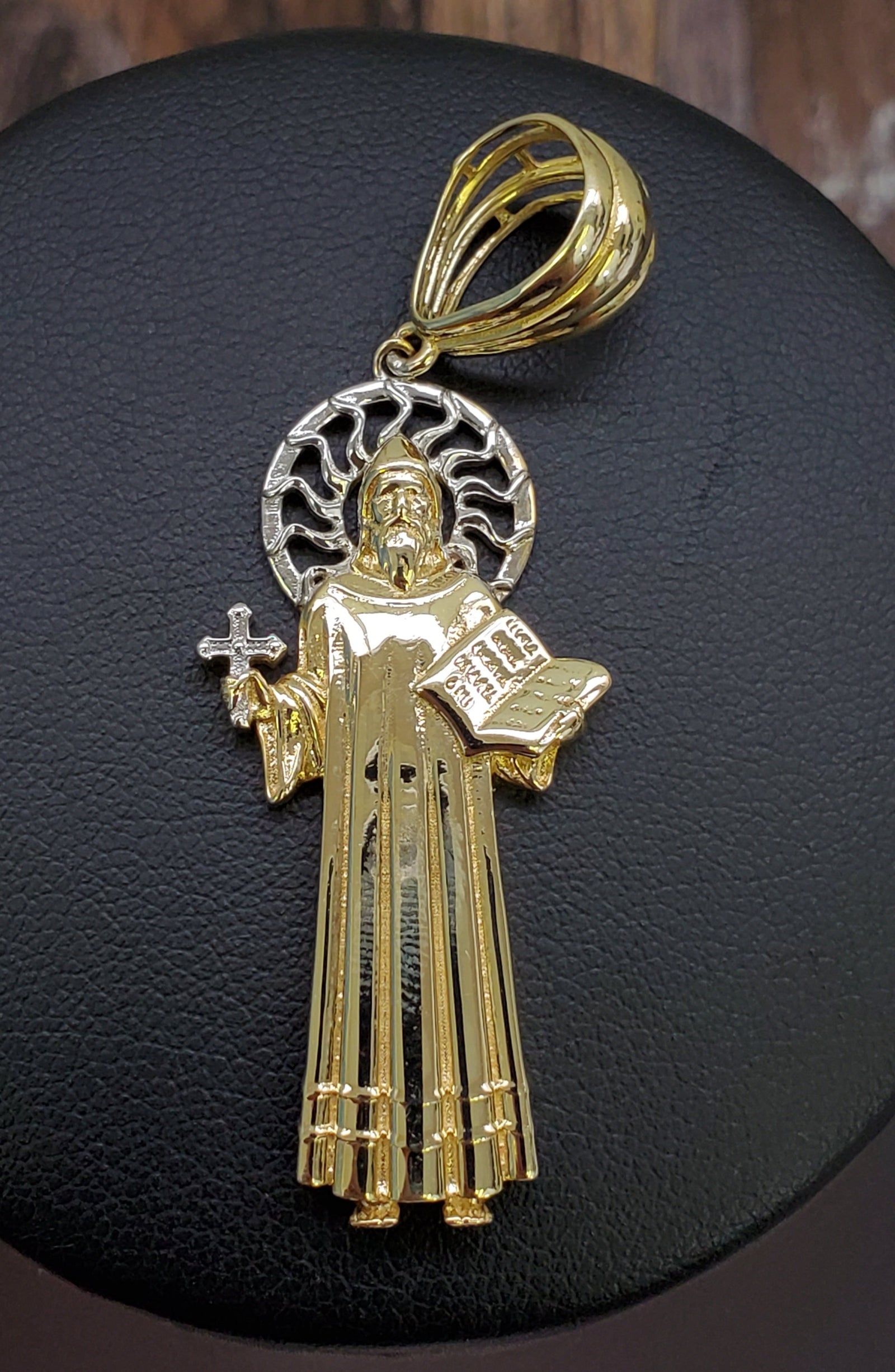 10K Real Gold Two Tone Saint Benedict Charm