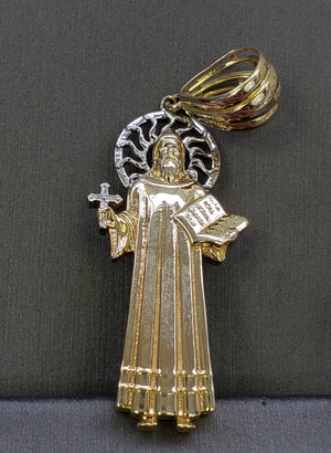10K Solid Real Yellow Gold Jesus w/Bible Pendant Charm