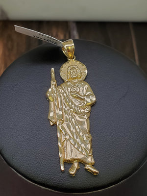 10K Solid Real Yellow Gold Saint jude Pendant Charm