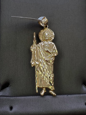 10K Solid Real Yellow Gold Saint jude Pendant Charm