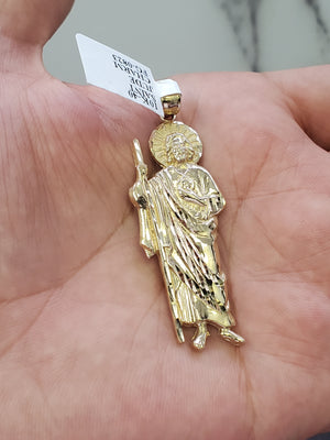 10K Solid Real Yellow Gold Saint jude Pendant Charm