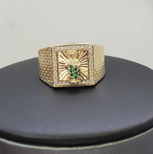 10K Solid Yellow Gold Saint Jude Cz Men's Ring
